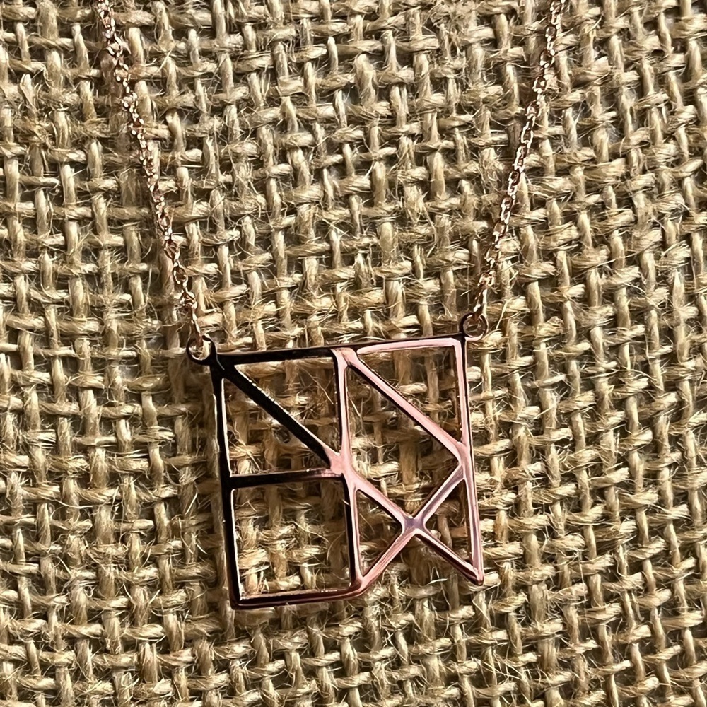 Rose Gold Over Sterling Square Geometric Necklace